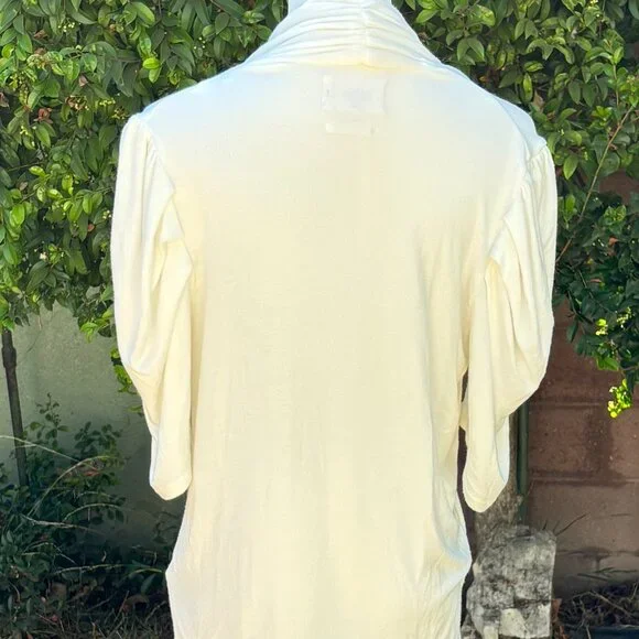 ba&sh Paris Cream Drape Neck Lady Tee Top | Size 3 (L) | Modal Blend - Picture 4 of 9